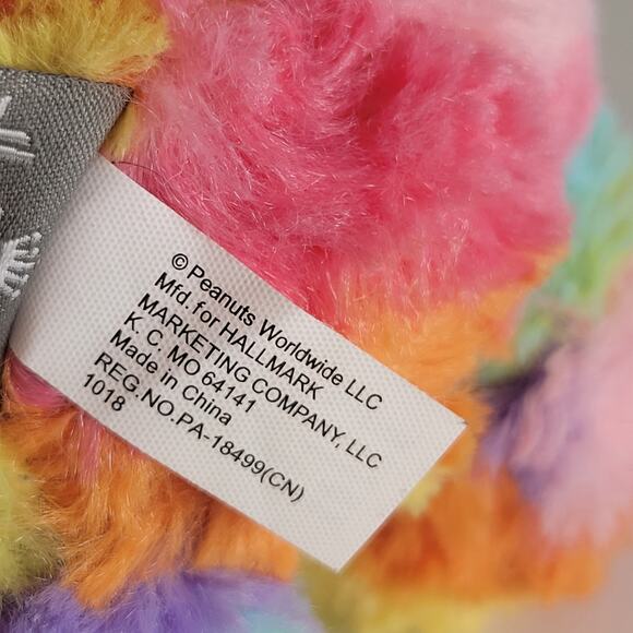 Peanuts Snoopy Plush 9" Bunny Ears Rainbow Suit Easter Stuffed Toy Hallmark 2018 - Picture 12 of 15